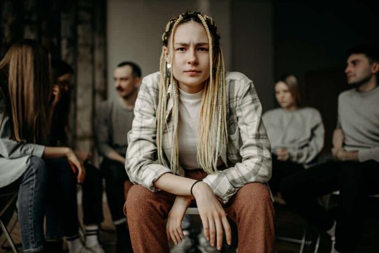 Young,Woman,Need,Meeting,To,Recover.,Female,With,Pale,Skin